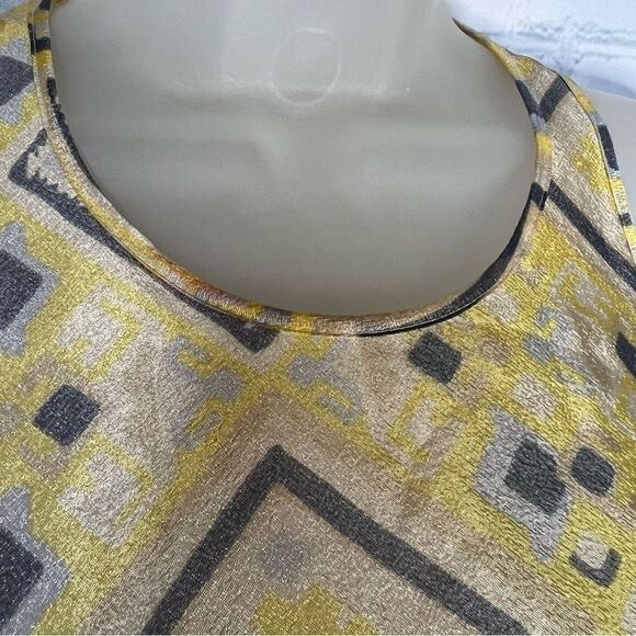 Baum Und Pferdgarten yellow abstract printed drop waist midi dress size 40 NEW - Picture 11 of 15